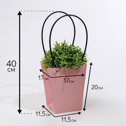 Цена за 10 шт. Сумка для цветов розовая влагостойкая, 17×17 - 11.5×11.5 - 20 см