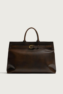 BOLSO DE MANO PIEL / Marr?n - Zara фото 13