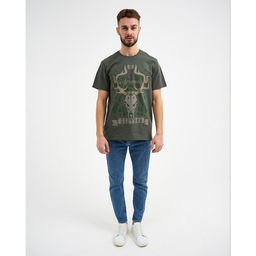 Футболка мужская KAFTAN «Охотник», размер 50, хлопок 100%, хаки