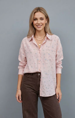 K13470 Рубашка OVER SIZE РОЗОВЫЙ