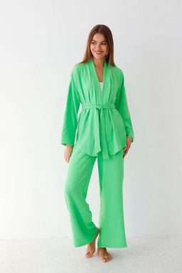 9359 Костюм из кимоно и брюк-палаццо салатовый - Martichelli фото 11