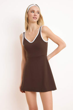 TRENDYOLMILLA Siyah Biye Detayl? 2 Katmanl? Ici Sortlu Tenis Orme Spor Elbise THMSS24EL00000  фото 17