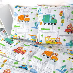 Помощник 1,5 сп./Пододеяльник: 1 шт. - 215*145; Простыня: 1 шт. - 214*150; Наволочка: 2 шт. - 70*70; Поплин детский