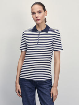 Футболка-поло в полоску / Zarina  фото 3