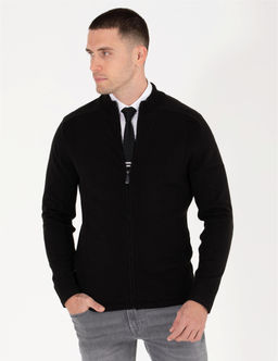 Siyah Slim Fit Fermuarl_ Triko H_rka