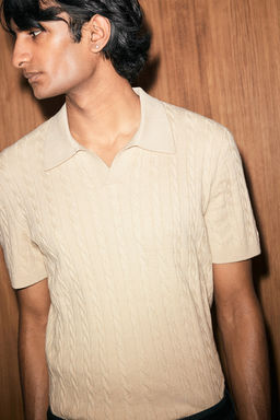 Polo en punto trenzado Regular Fit