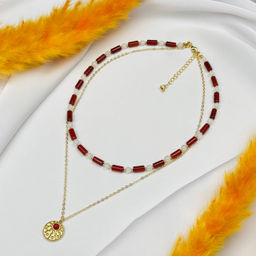 Колье из Сердолика и Селенита с подвеской