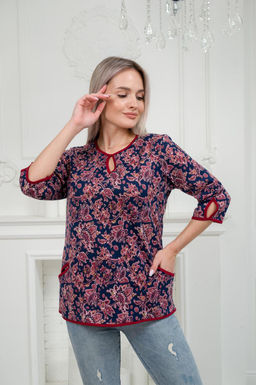 Кофта женская из милано Анфиса бордовый узор - Амадэль фото 3