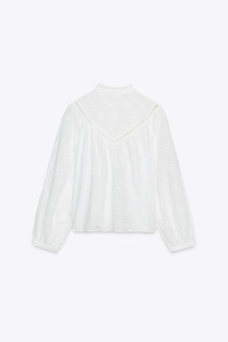 SHIRT WITH CUTWORK EMBROIDERY - Zara фото 6