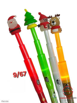 Ручка светящиеся новогодняя, стержень шариковый, цвет чернил-синий.