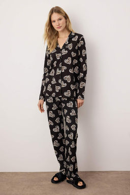Trendyolmilla Pembe %100 Pamuklu Leopar Kalpli Orme Pijama Tak?m? THMAW25PT00142  фото 12