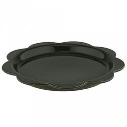 "Садовая фантазия" Тарелка мелкая фарфоровая д265мм, h27мм, волнистый край, темно-зеленый, в коробке (Китай)