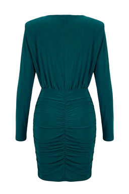 Zumrut Yesili Duz Vatkal? K?sa / Mini Orme Elbise TWOAW24EL00821