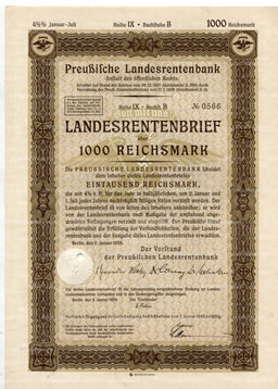 Облигация 4,5% 1000 рейхсмарок 1935 года Германия