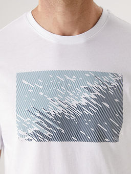 Bisiklet Yaka K?sa Kollu Bask?l? Penye Erkek Ti??rt