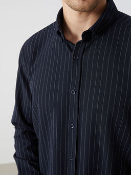 Slim Fit Uzun Kollu ?izgili Arm?rl? Erkek G?mlek