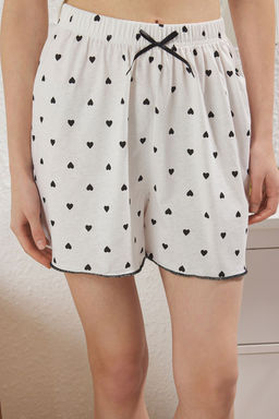 Trendyolmilla Beyaz %100 Pamuklu Kalpli F?rf?rl? ve Kurdele/Fiyonklu Sortlu Orme Pijama Tak?m? THMSS25PT00264  фото 3
