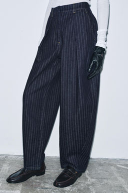 ZW COLLECTION MID-WAIST STRIPED BALLOON JEANS - Zara фото 2