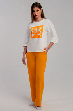 Арт. 10808 Пижама с брюками 44-52 (5 шт) Цвет:верх-молочный,низ-горчица