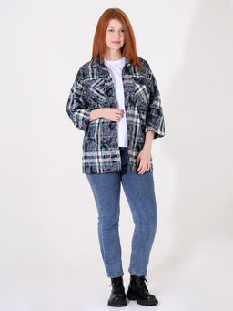 Рубашка в клетку с карманами на груди - Almond фото 4