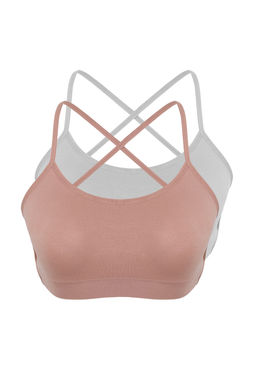 Trendyolmilla Siyah-Beyaz 2li Seamless/Dikisiz Ip Ask?l? Balensiz Kaps?z Bralette Orme Sutyen THMSS24SU00062  фото 7