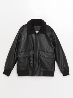 Deri G?r?n?ml? Erkek ?ocuk Mont