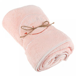 Полотенце из микрофибры "Счастливчик" 70х140см, полиэстер 100%, с вышивкой "Be happy", розовый (Китай)