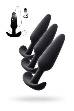Набор анальных втулок TOYFA POPO Pleasure Eridani, силикон, черный, 3 шт.