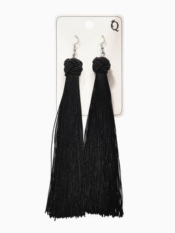 Серьги Кисти романс, цвет чёрный в серебре, длина кисти 16 см