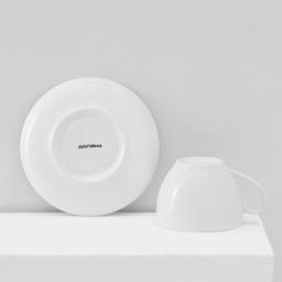 Сервиз чайный Доляна Лаванда, 12 предметов: 6 чашек 250 мл, 6 блюдец d=15 см, фарфор, белый