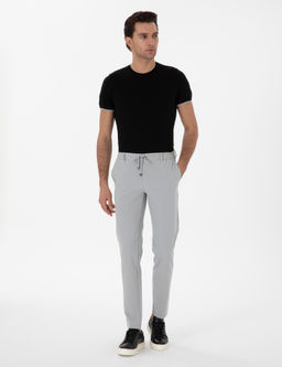 A__k Gri Slim Fit Beli Ba_c_kl_ Esnek Klasik Pantolon