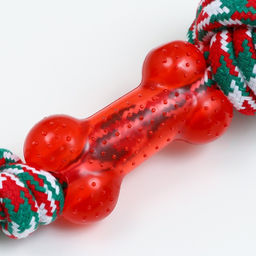 Игрушка канатная с косточкой, до 150 г, до 40 см, красно-бело-зелёная - Пижон фото 9
