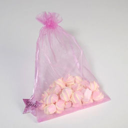 Цена за 10 шт. Мешочек подарочный органза фиолетовый «Звезды», с шильдиком, 20 х 30 см +/- 1.5 см