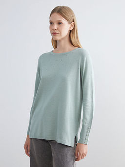 Bisiklet Yaka Ta?l? Kad?n Triko Kazak