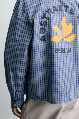 CAMISA CROPPED FIT CUADROS ESTAMPADO BORDADO / Azul - Zara фото 6