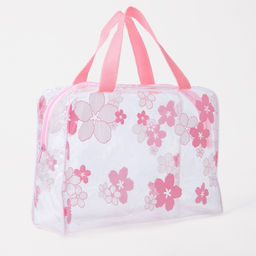 Цена за 2 шт. Косметичка-сумочка на молнии для бассейна, с ручками, с рисунком, прозрачная/розовая