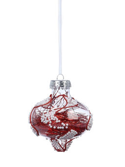 Ёлочные шары новогодние Мелвин, набор 6 шт., d=8 см, прозрачный/красно-белый - Simaland фото 3