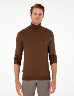 Koyu Kahverengi Slim Fit Bal_k__ Yaka Basic Triko Kazak - Pierre cardin фото 3