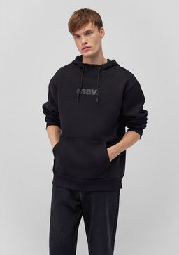 Mavi Bask?l? Kapusonlu Siyah Sweatshirt  фото 3