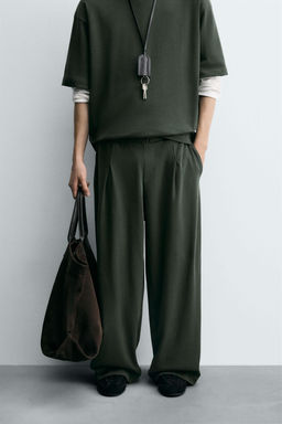 WIDE-LEG PLEATED JOGGER TROUSERS - Zara фото 2