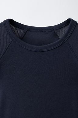 CAMISETA LISA ALGOD?N Y MODAL / Marino - Zara фото 3