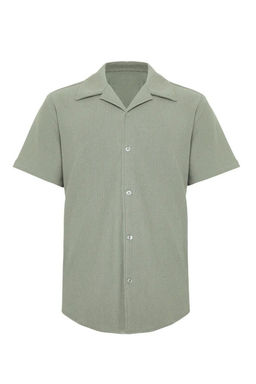 Yesil Regular Fit Apas Yaka Yazl?k Gomlek TMNSS23GO00105