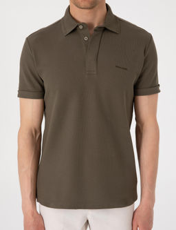 Haki Slim Fit %100 Pamuk K_vr_lmaz Amerikan Pike Polo Yaka Basic Ti__rt