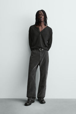 PANTAL?N RELAXED FIT FLOCADO / Gris
