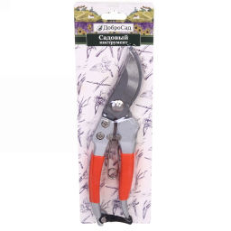 Секатор плоскостной 8" (20см) "Дачник" гальваническое покрытие, алюминиевые комбинированный ручки ДоброСад
