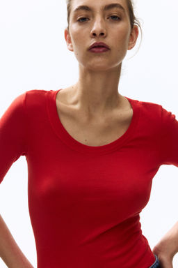 Camiseta de algod?n pima con escote en U - H&m фото 4