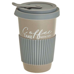 Ф11-093L1 Стакан для кофе и чая с крышкой "Coffee" (450 мл) в цветной коробке, серый
