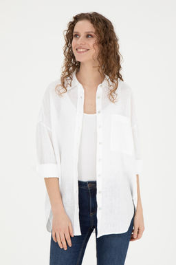 Женская белая рубашка с длинным рукавом - U.s. polo assn фото 10