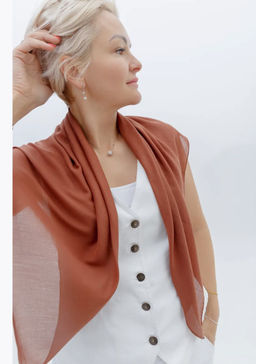 K13593 Платок 90/90 хлопок, вискоза КОРИЧНЕВЫЙ