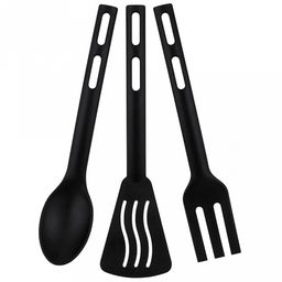 Кухонный набор Linea NERO 3 предмета: ложка, лопатка и вилка, высококачественный нейлон, матовая поверхность приборов, черный Regent (Китай) - Домашняя мода фото 3